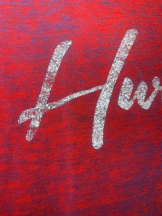 Hurley Women's 3/4 Sleeve Raglan Graphic Tee in Red & Heather Grey Size Medium - Picture 6 of 16